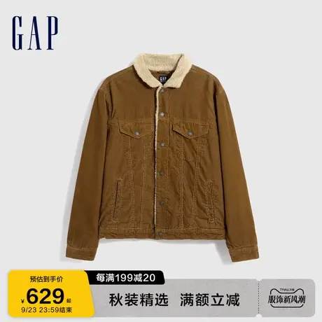 Gap男装秋冬2023新款工装仿羊羔绒内里廓形夹克736375休闲外套图片