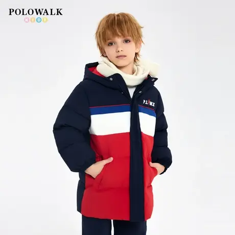 POLOWALK童装男童中长款羽绒服2025年新款秋冬中大童外套保暖潮商品大图