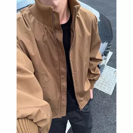 美式cleanfit短款复古棒球服男生春秋季高级感廓形飞行员夹克外套商品大图
