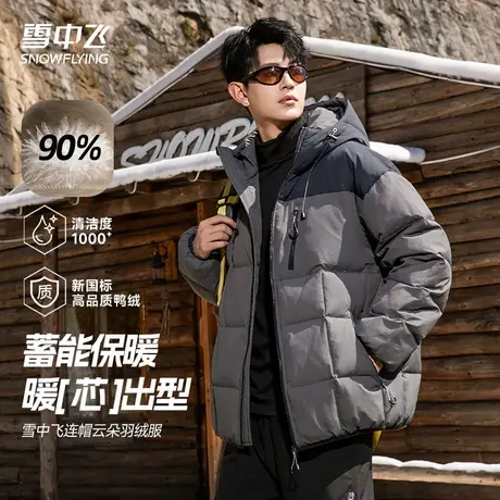 雪中飞羽绒服男2025新款冬季潮流鸭绒防泼水防风百搭保暖男士外套商品大图