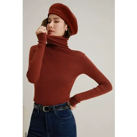 弥古纯色堆堆领打底衫高领针织衫女秋冬2023新款气质内搭显瘦上衣图片