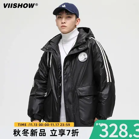 VIISHOW羽绒服男士短款冬季加厚防风羽绒衣潮牌大码宽松连帽外套图片