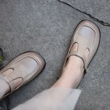 Artmu阿木复古学院风T字带单鞋女真皮女鞋子2023春季新款玛丽珍鞋商品大图