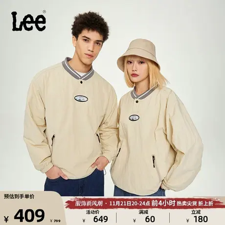 Lee舒适版防泼溅棒球领拉链口袋男女同款抓绒卫衣潮LUT0072562图片