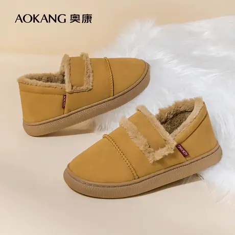 奥康棉鞋冬季新款女士棉拖鞋简约时尚纯色保暖平底居家棉鞋情侣款商品大图