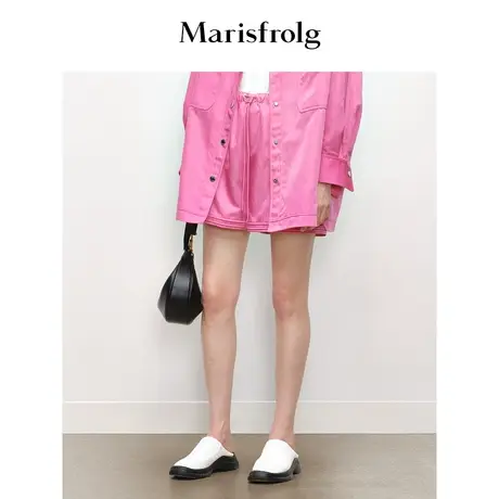 【商场同款】玛丝菲尔秋季新款玫红色工装风束腰休闲短裤商品大图
