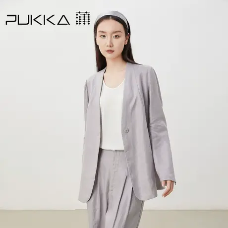蒲PUKKA 时装周西装女2023年春装苎麻极简高级知识气质外套商品大图