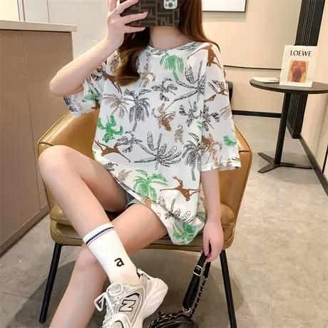 印花短袖T恤女装半袖春装2023年新款宽松韩版夏季内搭打底衫上衣图片