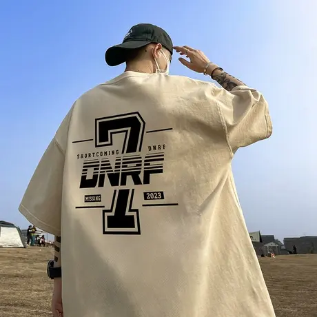 纯棉舒适短袖t恤男2025夏季宽松oversize小众薄款半袖潮流体恤衫图片