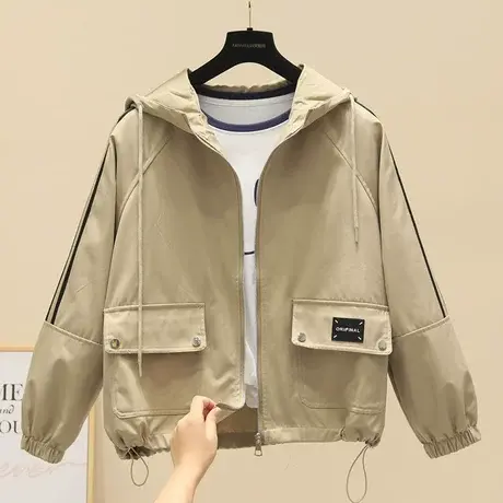 防风连帽外套女休闲运动学生韩版减龄工装上衣百搭显瘦潮牌冲锋衣商品大图