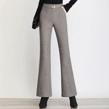 毛呢微喇裤2023秋冬季新款裤子高腰显瘦休闲裤时尚百搭气质长裤女商品大图