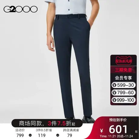 G2000男装 商务通勤商场同款可机洗四面弹性设计职业正装西裤长裤商品大图