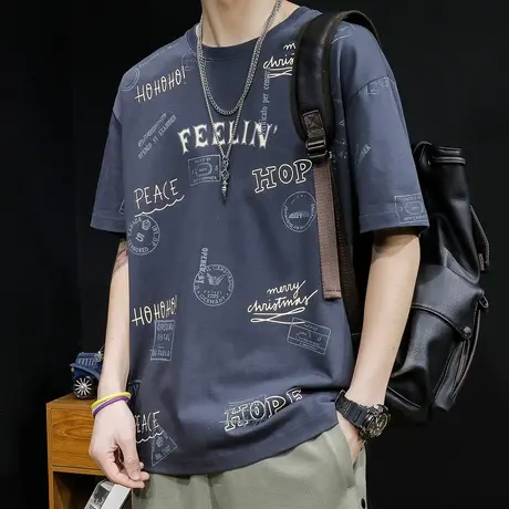 短袖t恤男宽松胖子大码男装潮2024新款男士重磅纯棉男款体恤夏季图片