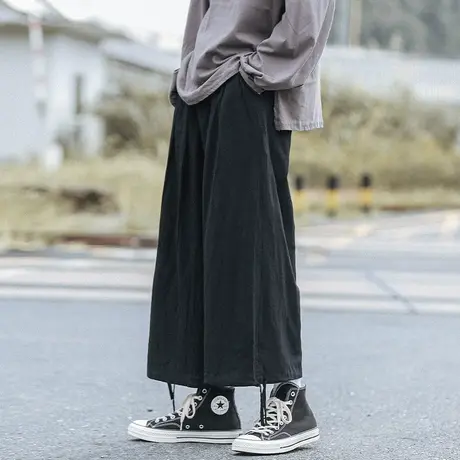 山本风日系裤子男夏季薄款直筒宽松大码潮牌潮流阔腿束脚休闲长裤商品大图