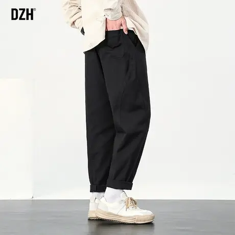 男士黑色裤子男春夏直筒宽松2024年新款休闲长裤纯棉工装裤高街裤商品大图