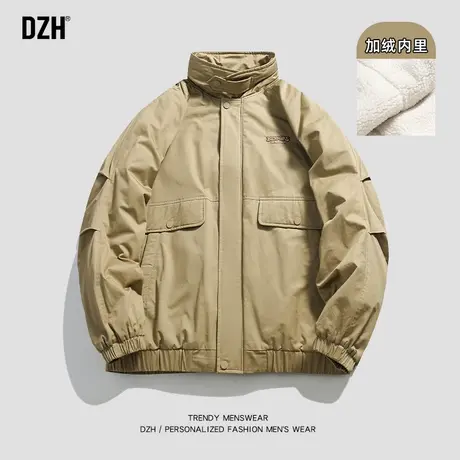 男士工装飞行员棉服男潮牌冬季加厚羊羔绒棉衣外套2023新款情侣装商品大图