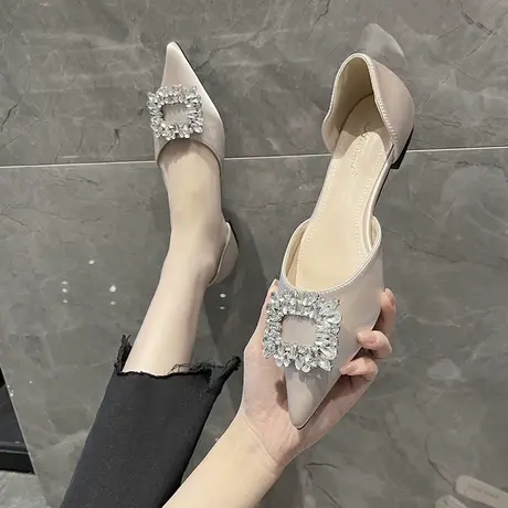 永希法式平底仙女风单鞋子女2024年新款春秋季尖头水钻温柔晚晚鞋商品大图