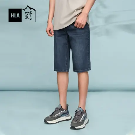 HLA/海澜之家循迹山不在高系列牛仔中裤24春夏新中腰手擦短裤子男商品大图