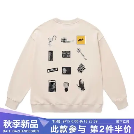 2023秋装新款oversize慵懒风创意工具印花卫衣男女圆领宽松上衣潮商品大图