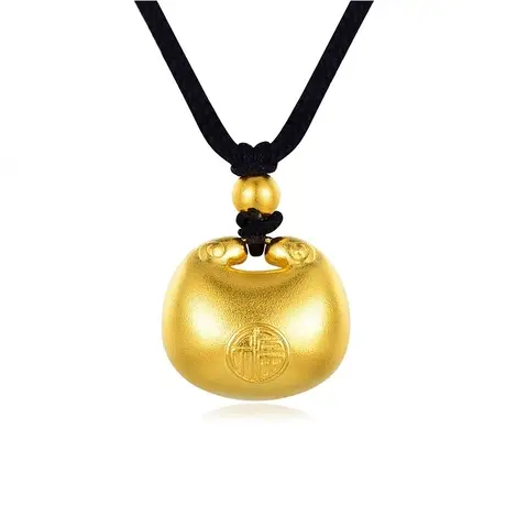 珂兰古法黄金小胖福平安锁吊坠金坨足金999宝宝锁福字项链女礼物图片