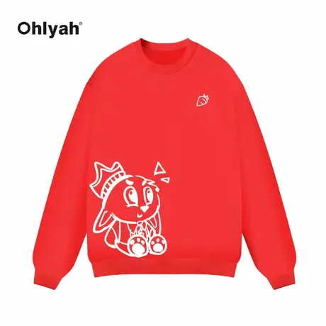 Ohlyah兔年本命年红色无性别情侣卫衣潮牌男女同款定制新年衣服商品大图