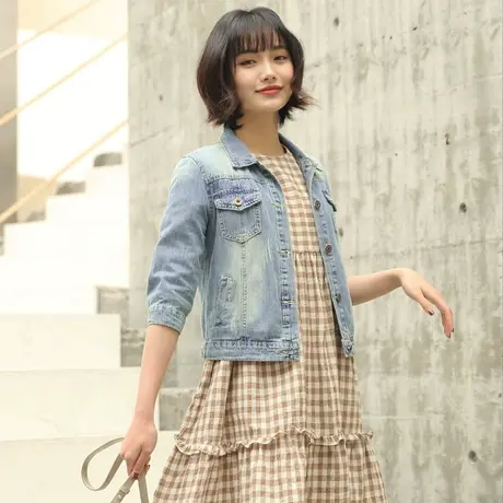 牛仔外套女春秋短款高腰修身显瘦学生长袖新款牛仔服大码上衣夏薄商品大图