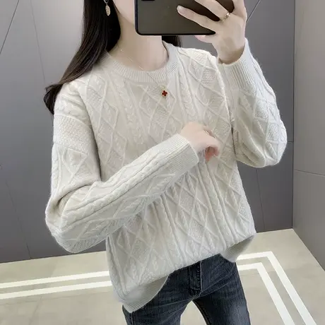 秋冬2023年新款毛衣女宽松外穿圆领套头打底衫女内搭洋气针织衫商品大图