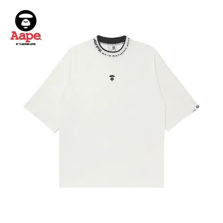 Aape旗舰店男装春夏猿颜圆领字母刺绣清爽纯色短袖T恤0689XXK商品大图