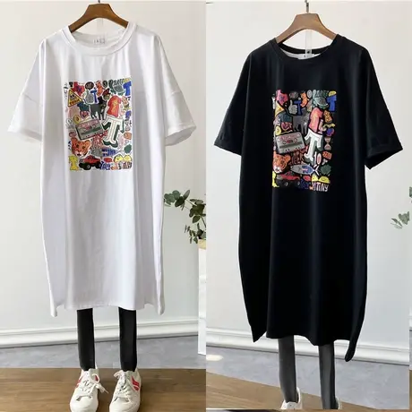 短袖t恤女夏季2021新款韩版ins潮慵懒风bf宽松下衣失踪大码上衣服商品大图