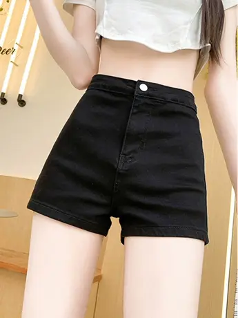 韩版高腰牛仔短裤女2023新夏季薄款弹力外穿辣妹显瘦ins包臀热裤商品大图