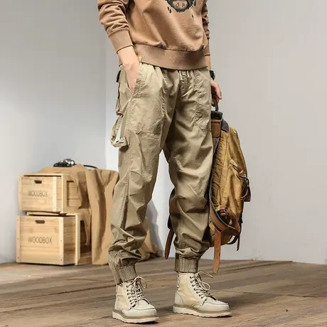 工装裤男装百搭男士裤子加绒宽松纯色束脚裤男百搭男款长裤商品大图