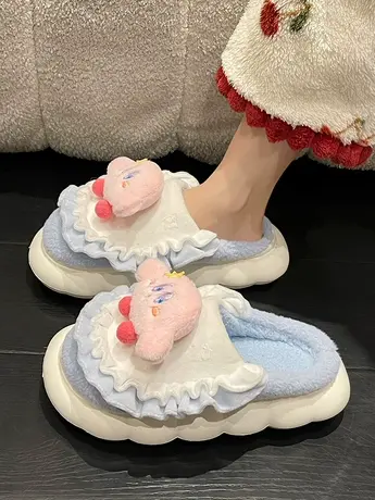 可爱卡通玩偶包头棉拖鞋女2023新款秋冬季室内家居厚底毛绒月子鞋图片