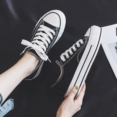 帆布鞋女2023夏季厚底松糕小白鞋低帮基础款休闲鞋女百搭学生布鞋商品大图