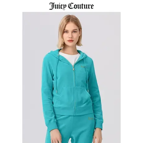 Juicy Couture橘滋秋冬新款开衫卫衣天鹅绒拉链外套花环上衣夹克图片