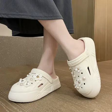 洞洞鞋女夏季外穿2023新款时尚厚底踩屎感防滑凉拖女款海边沙滩鞋图片