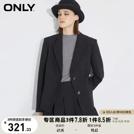 ONLY奥莱夏季气质通勤两粒扣垫肩宽松直筒西服女图片