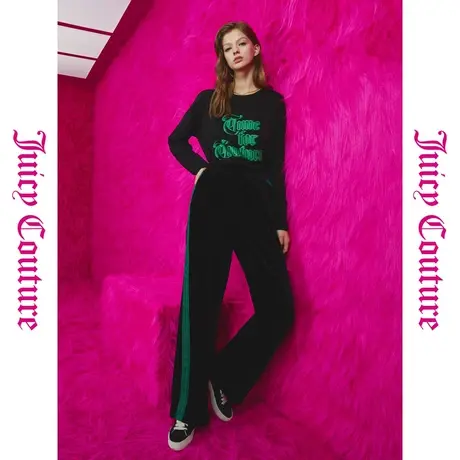 Juicy Couture橘滋秋冬新款轻运动风撞色织带灯芯绒休闲裤商品大图
