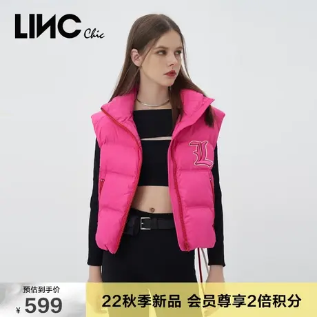 LINC金羽杰2023秋冬新款潮酷造型感轻暖反季断码女款羽绒服马甲女商品大图