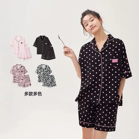 安之伴【巨凉感】纯棉睡衣女夏季短袖薄款甜美大码家居服套装新款商品大图