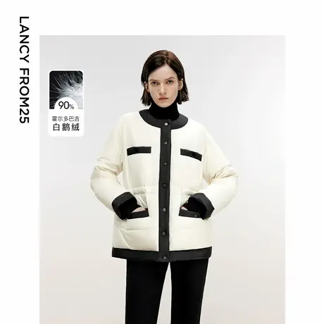 朗姿欧洲EiLEEN ELITEE霍尔多巴吉白鹅绒小香风羽绒服2024冬新款图片
