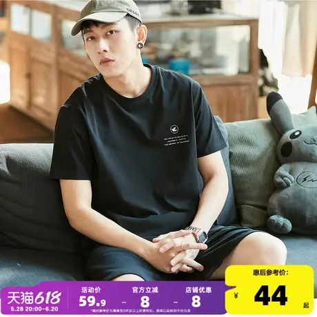 唐狮2025春夏新款男短袖T恤潮牌打底衫休闲印花宽松圆领上衣半袖商品大图