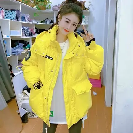 短款羽绒棉服女冬2023年新款宽松时尚洋气字母刺绣小个子棉衣外套图片