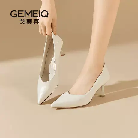 戈美其2025春季一脚蹬单鞋浅口御姐性感女鞋百搭尖头气质高跟鞋女图片