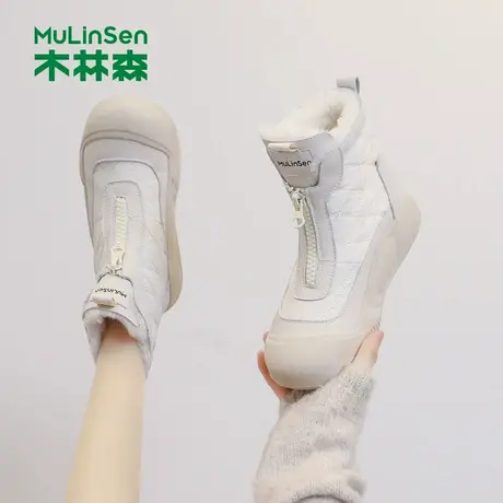 木林森棉鞋女款2025新款冬季加绒加厚保暖防水厚底高帮女士雪地鞋商品大图