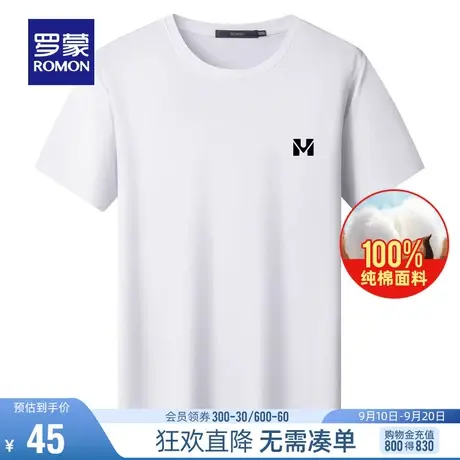 【直降】罗蒙圆领纯棉短袖T恤夏季薄款简约休闲上衣百搭打底衫男图片