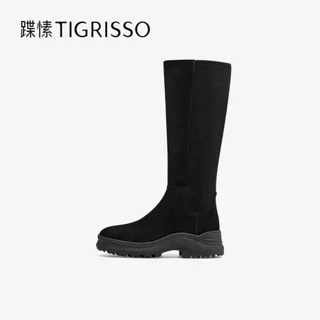 蹀愫冬季羊绒增高厚底复古弹力靴瘦瘦靴女TA54717-52商品大图