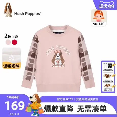 暇步士童装女童针织衫秋冬新款小童加绒圆领毛衣儿童保暖卡通线衣图片