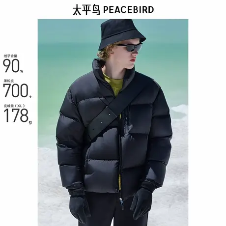 【商场同款】太平鸟男装 2024年冬季黑色鹅绒羽绒服B1ACE4447商品大图