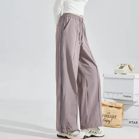 唐狮机能风撞色拼接降落伞裤工装裤百搭高腰宽松显瘦阔腿休闲裤TD图片