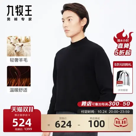 [轻奢羊毛]九牧王男装保暖羊毛衫商场同款秋冬纯羊毛半高领毛衣BN图片